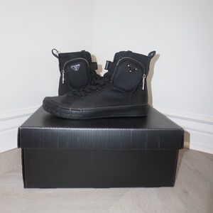 Black Prada High-Top Sneakers